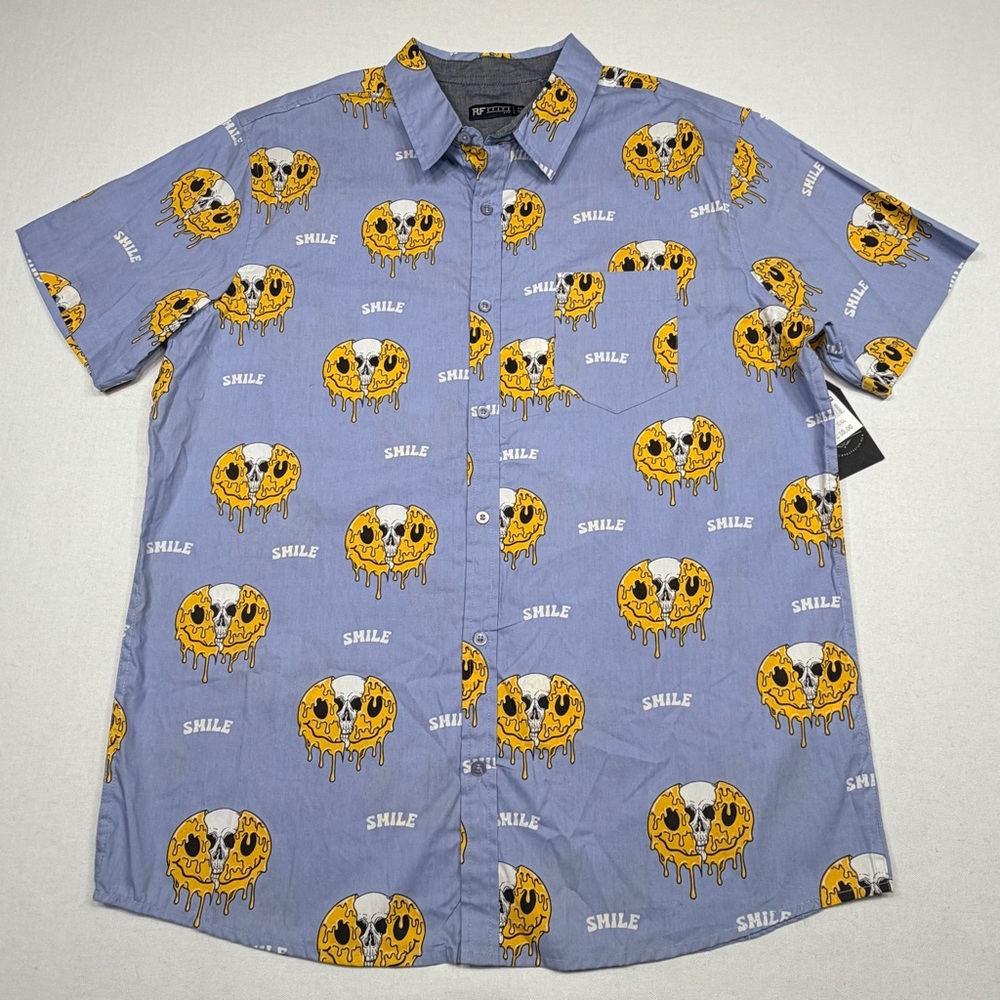 RF Brand Skull Smiley Drip Face Shirt XXL NWT Streetwear Horror Grunge Festival